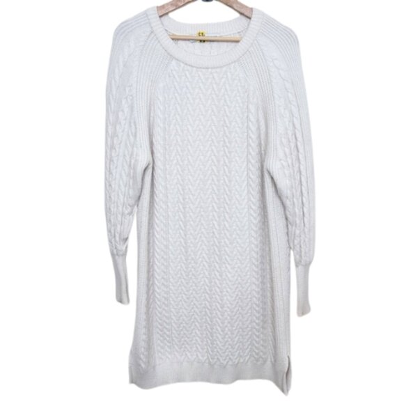 Zara Womens Small Cable Crew Neck Cable Dress CN Ivory Color - Picture 1 of 10